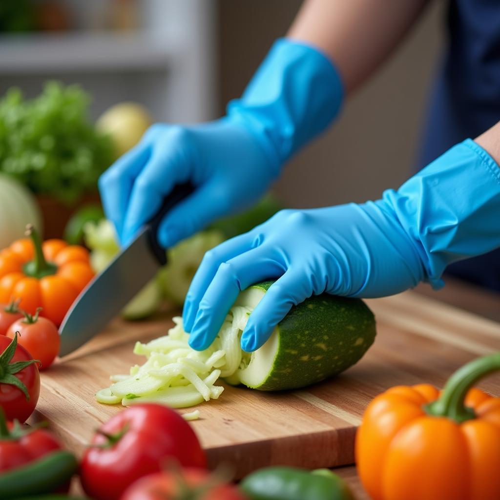 Food prep with nitrile gloves