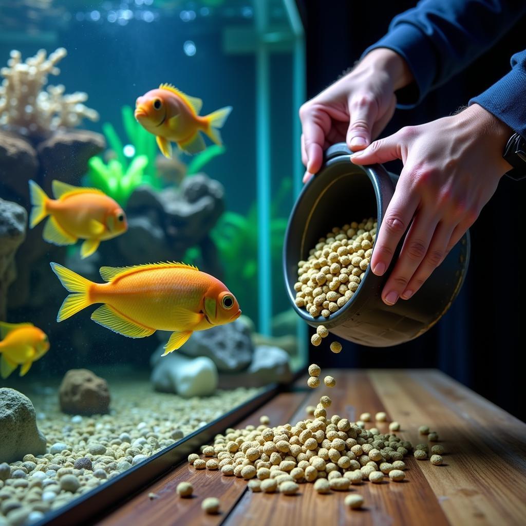 Feeding NLS Cichlid Food to Aquarium Cichlids