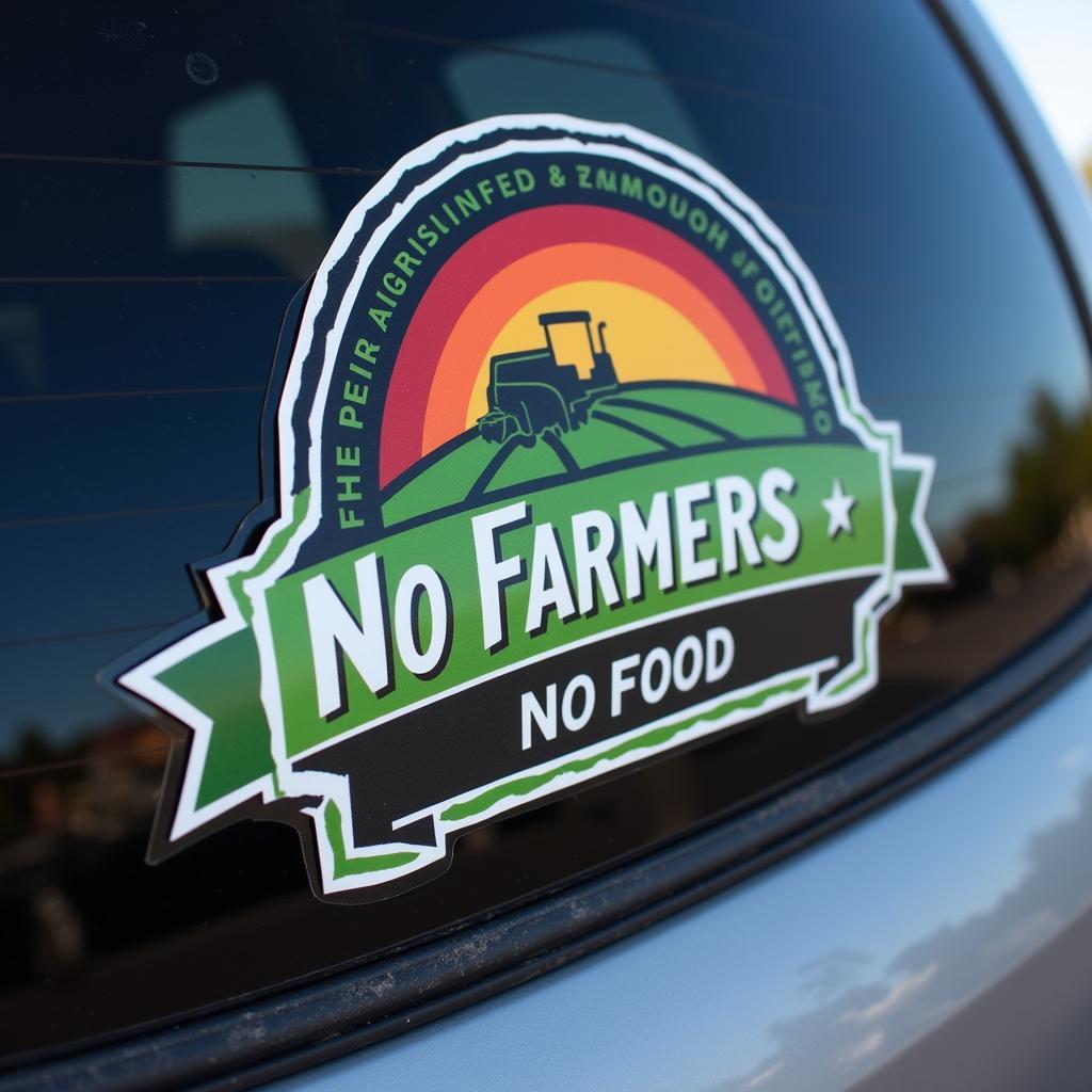 No Farmers No Food Sticker Displayed on a Car