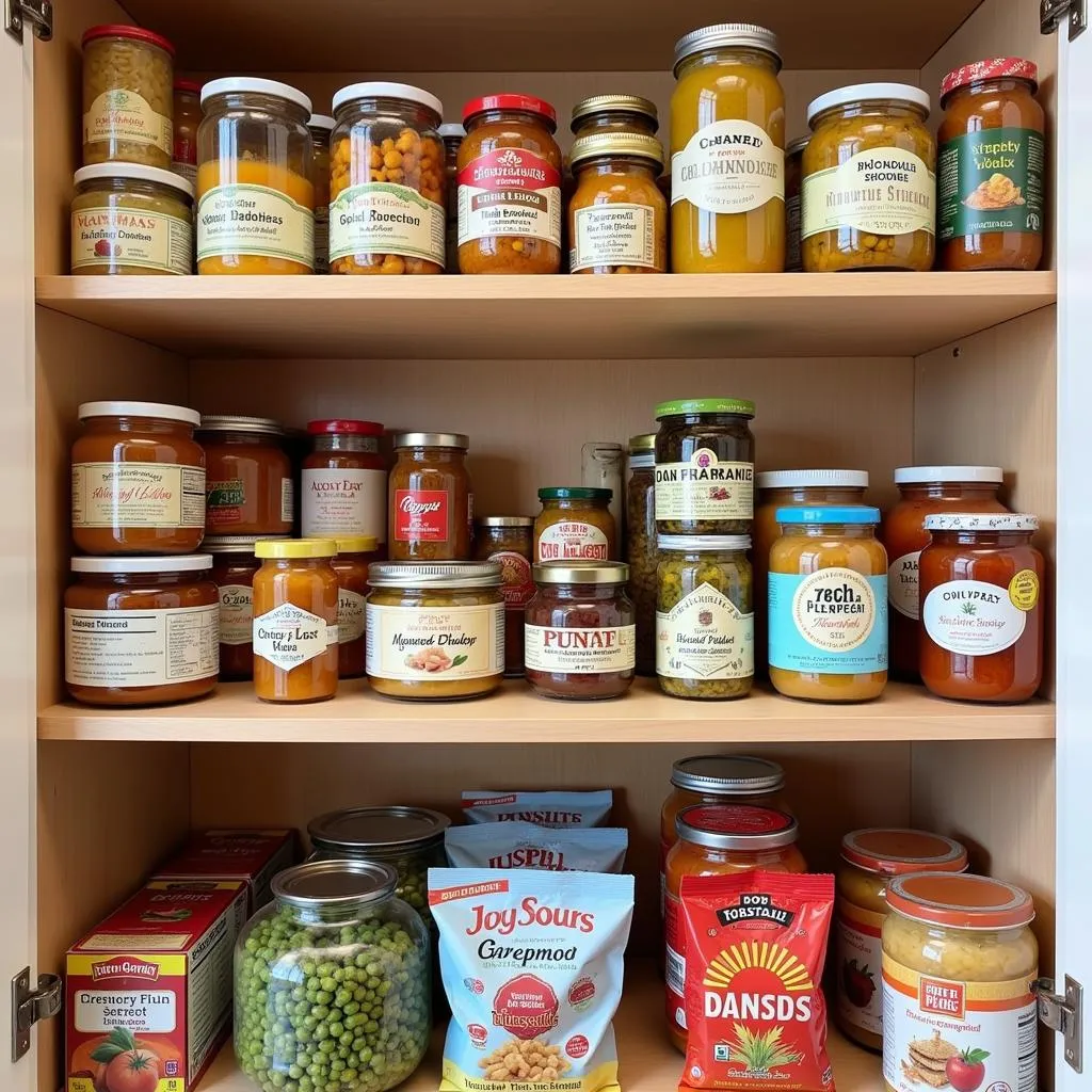 Pantry stocked with non-perishable food items