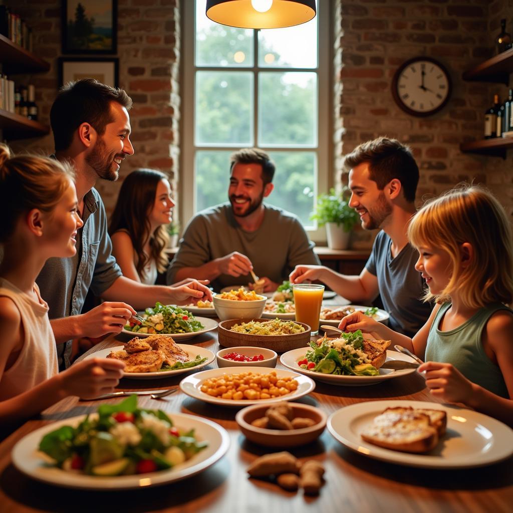 Family enjoying a joint meal together