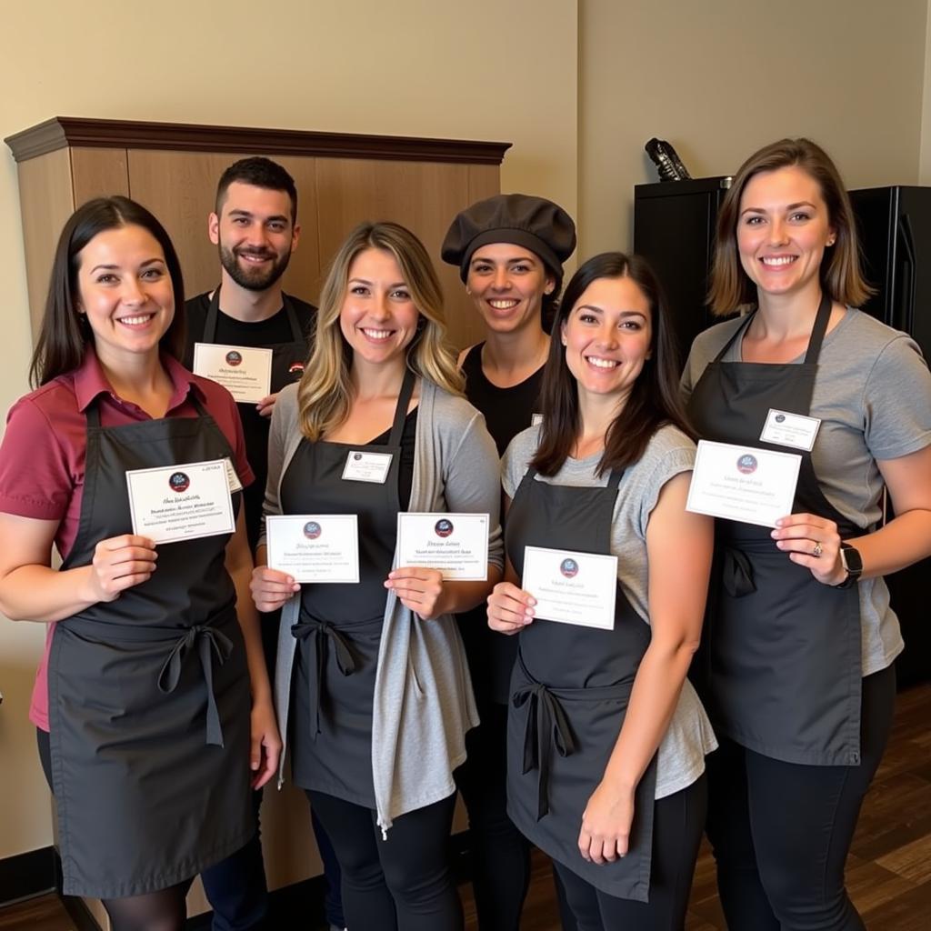 Norfolk Restaurant Staff Displaying Food Handler Cards 