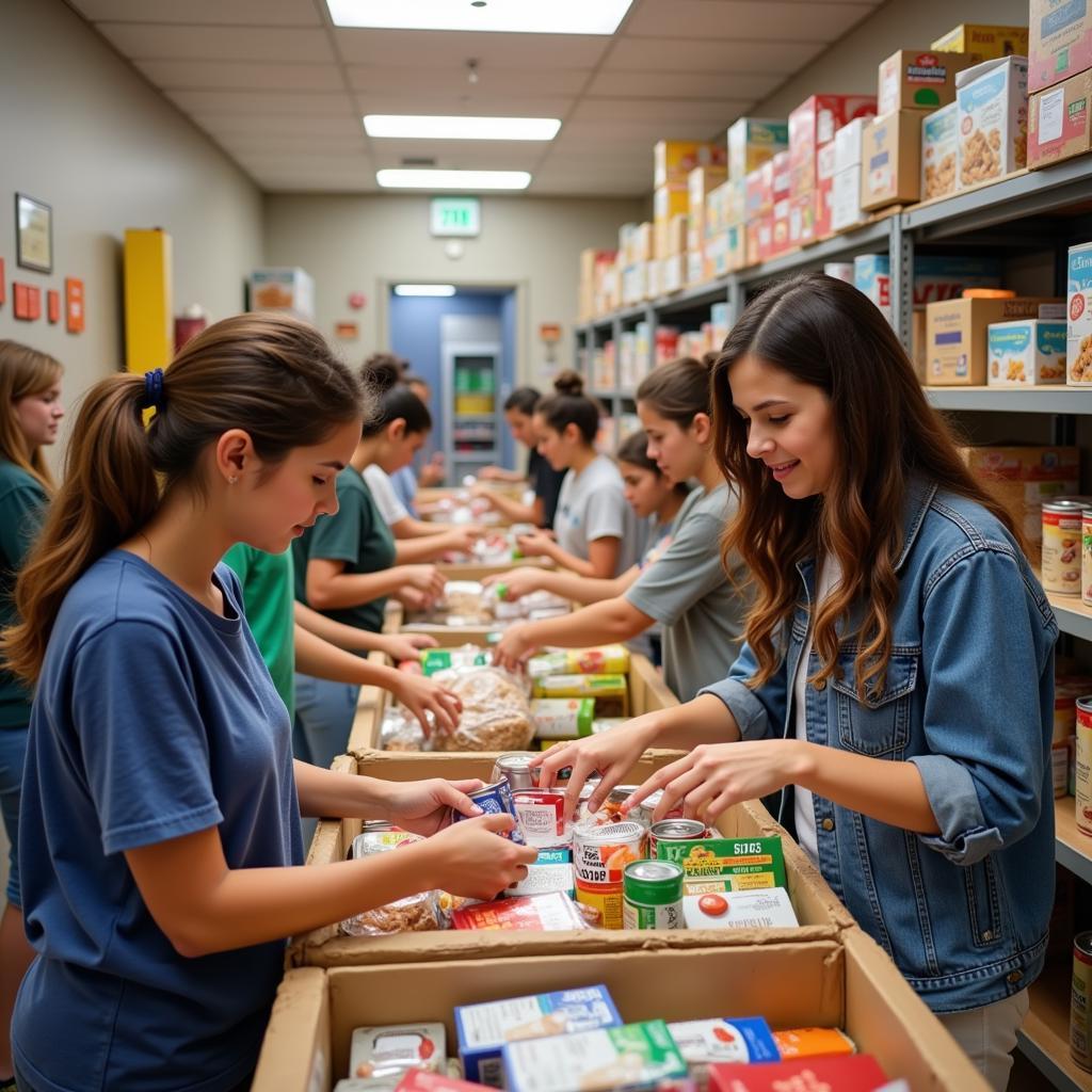 Volunteers sorting donations at a North Richland Hills food pantry