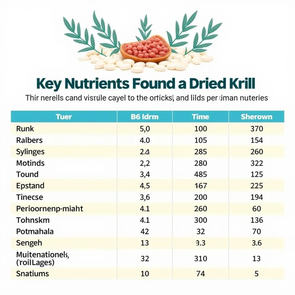 Chart Highlighting Nutritional Value of Dried Krill