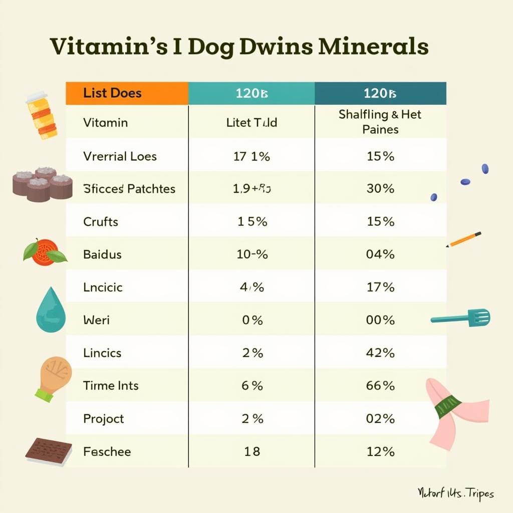 Nutritional chart highlighting key nutrients found in dog food tripe