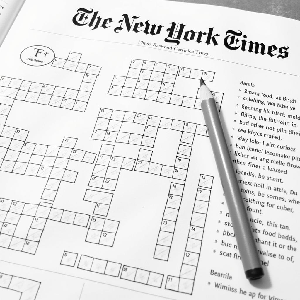 New York Times Crossword with food-related clues