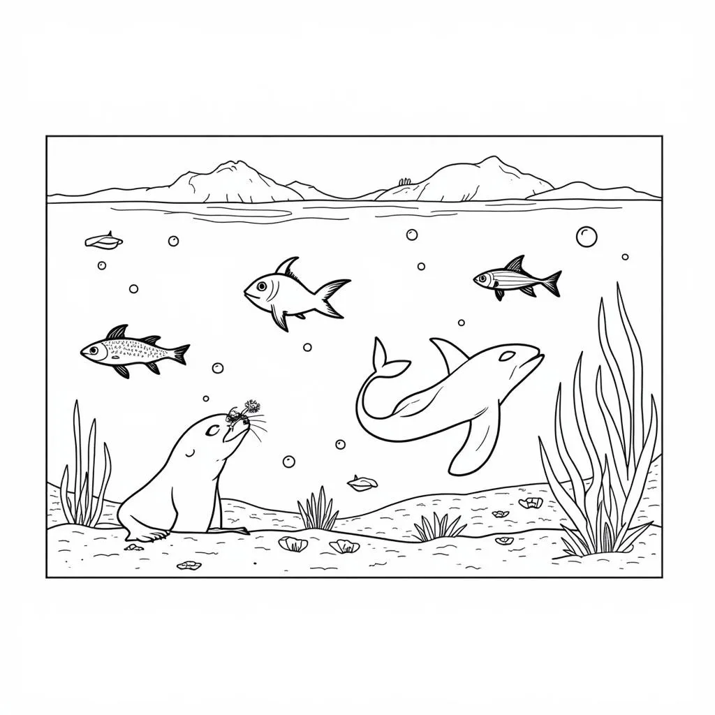 Ocean food chain coloring page