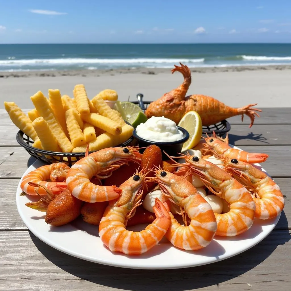 Seafood platter with ocean view