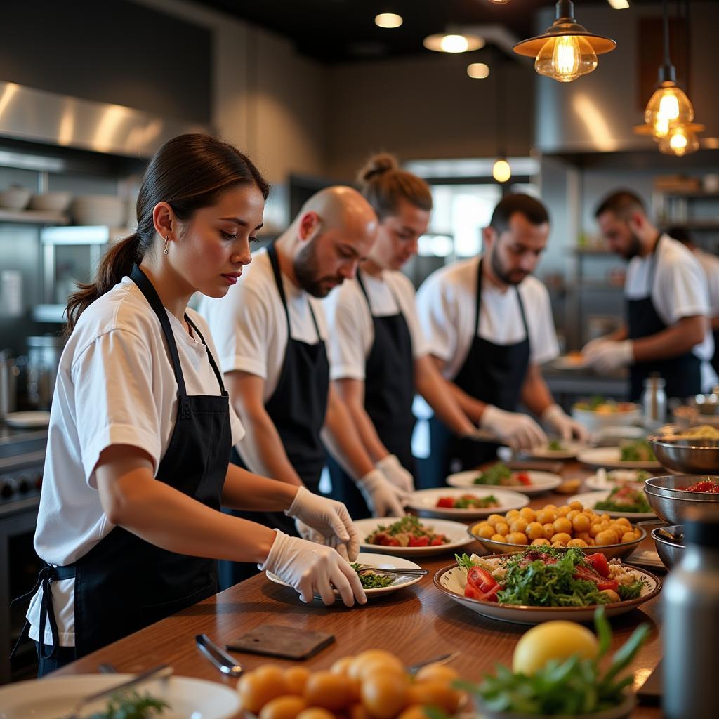 Oklahoma Food Handlers Preparing Food in a Commercial Kitchen