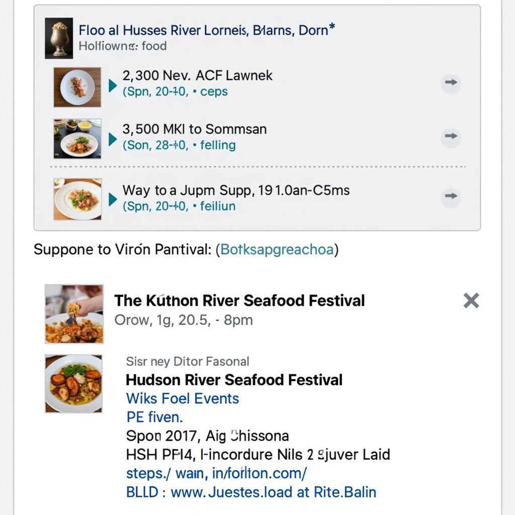 Website and social media pages displaying upcoming food events and festivals in the Hudson Valley