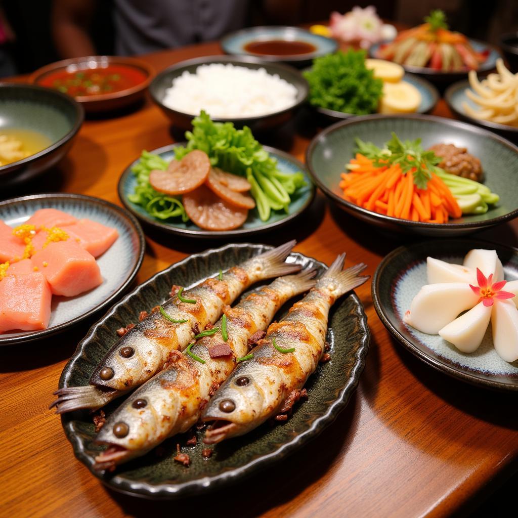 A Vibrant Spread of Onsen Dishes