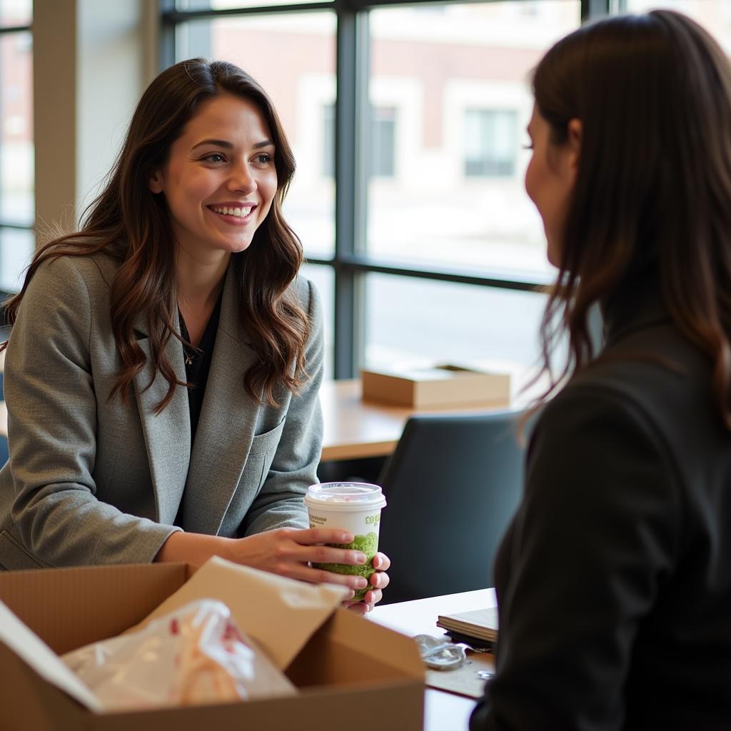  A volunteer speaks with a recipient at Operation Love Ministries 