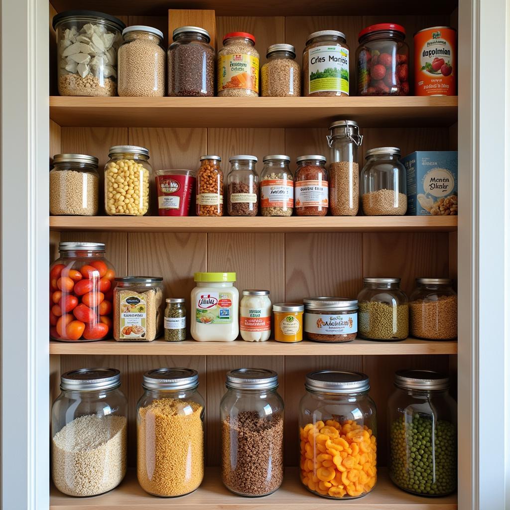 Well-stocked pantry with organic emergency food supplies