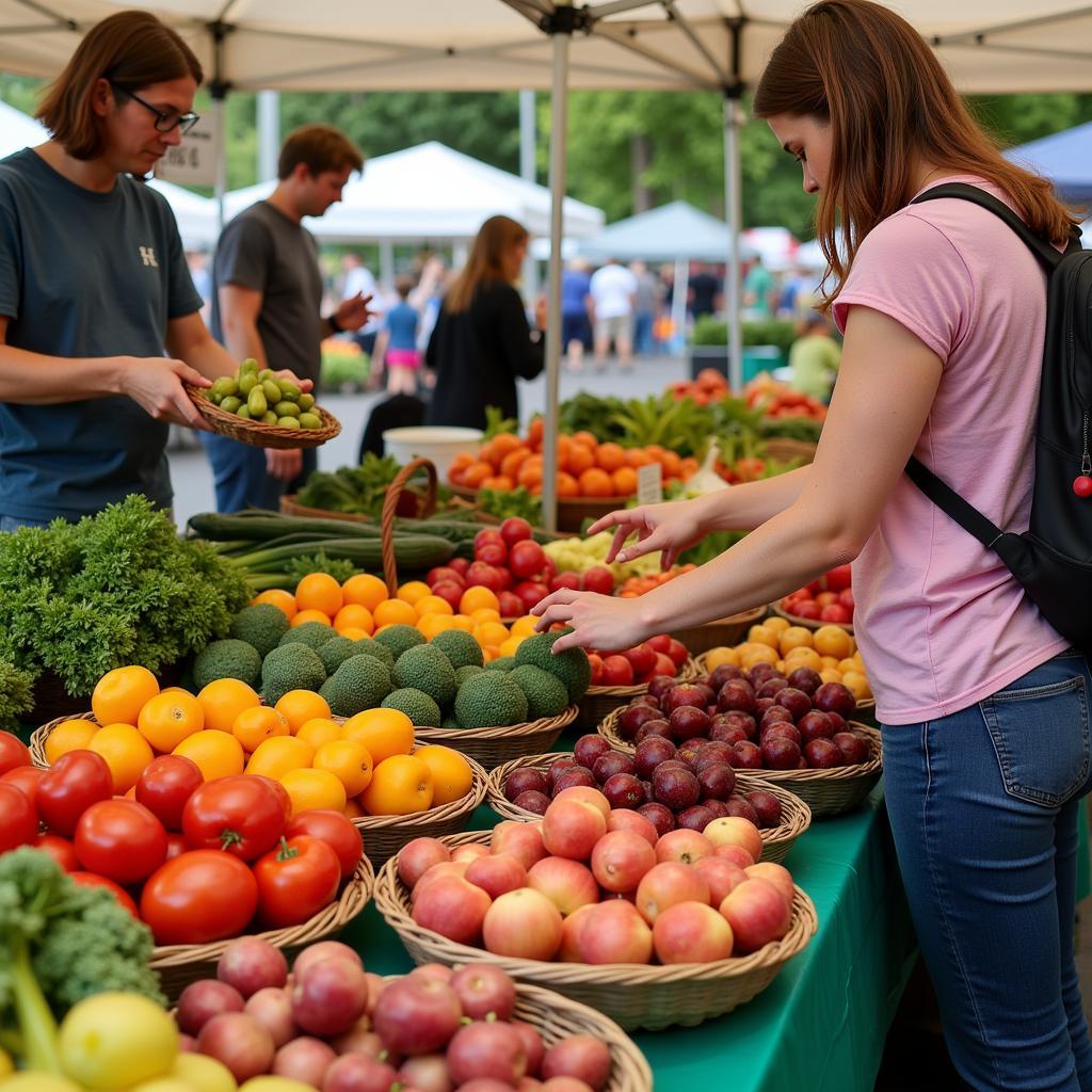 Fresh organic produce displayed at a Ferndale farmers market