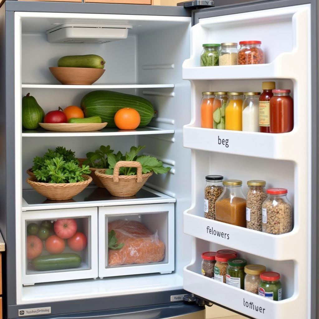 Organized Refrigerator with Fresh Produce