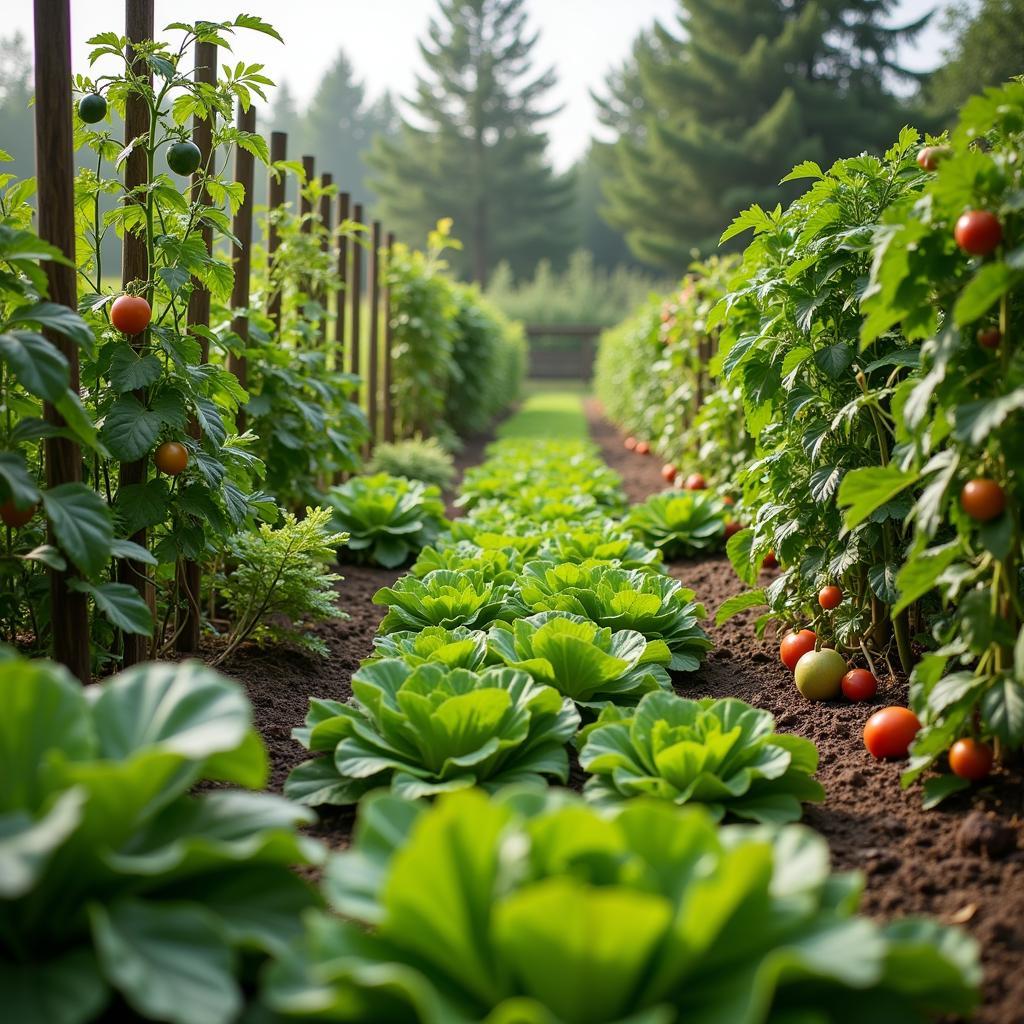 Thriving vegetable garden fertilized with Osmocote