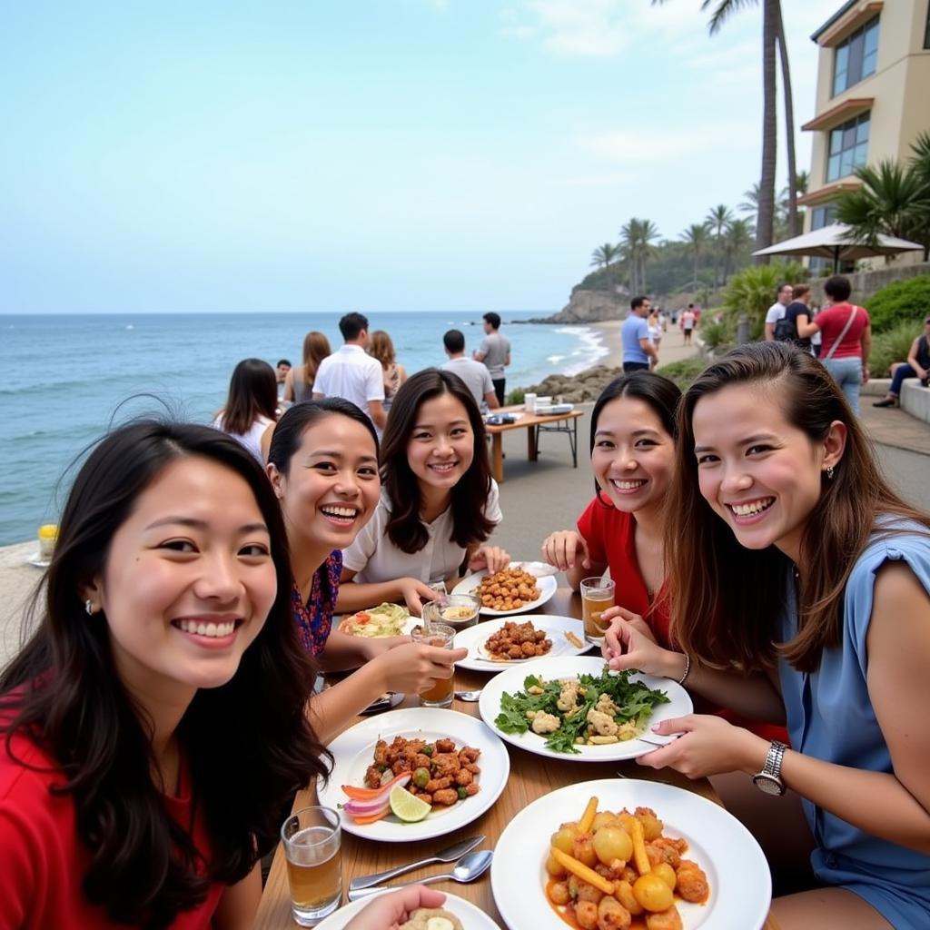 Attendees enjoying food at the Pacific Wine and Food Festival