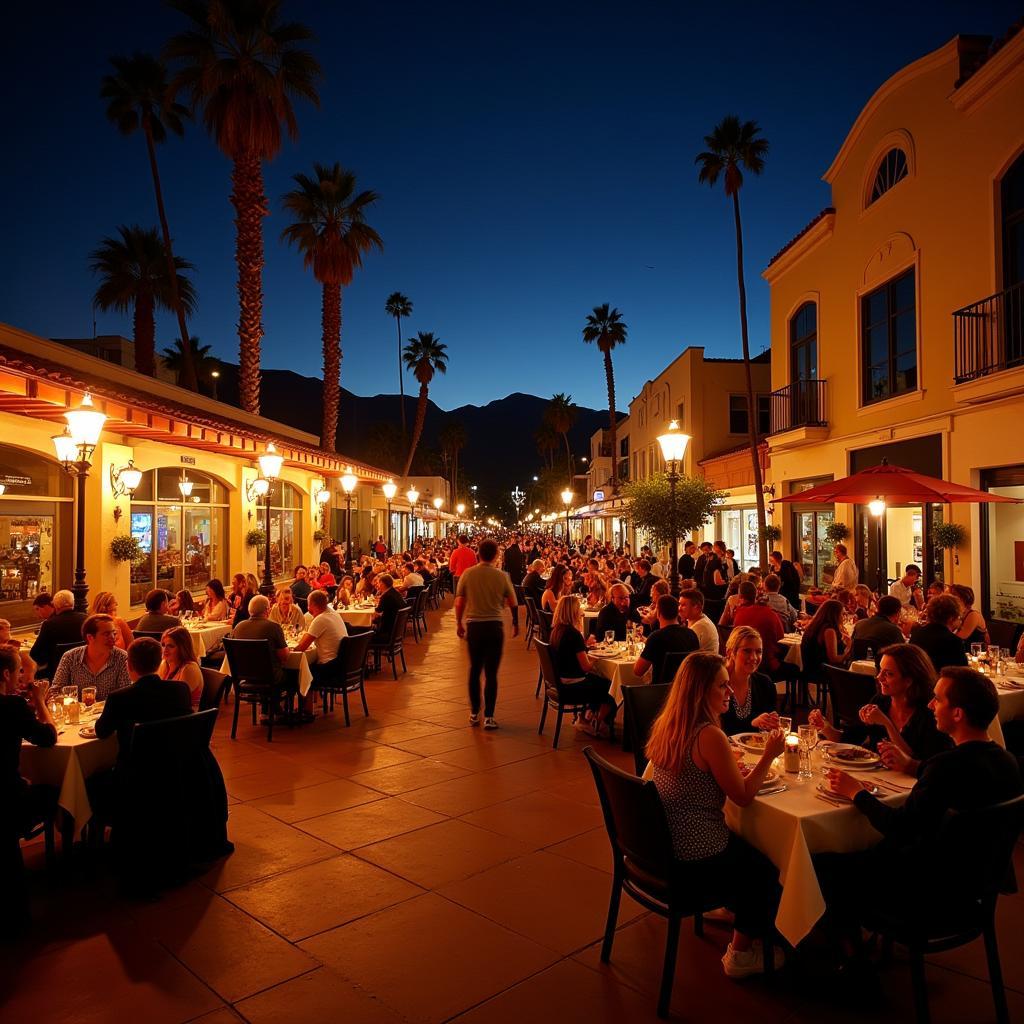 Palm Springs downtown restaurants at night