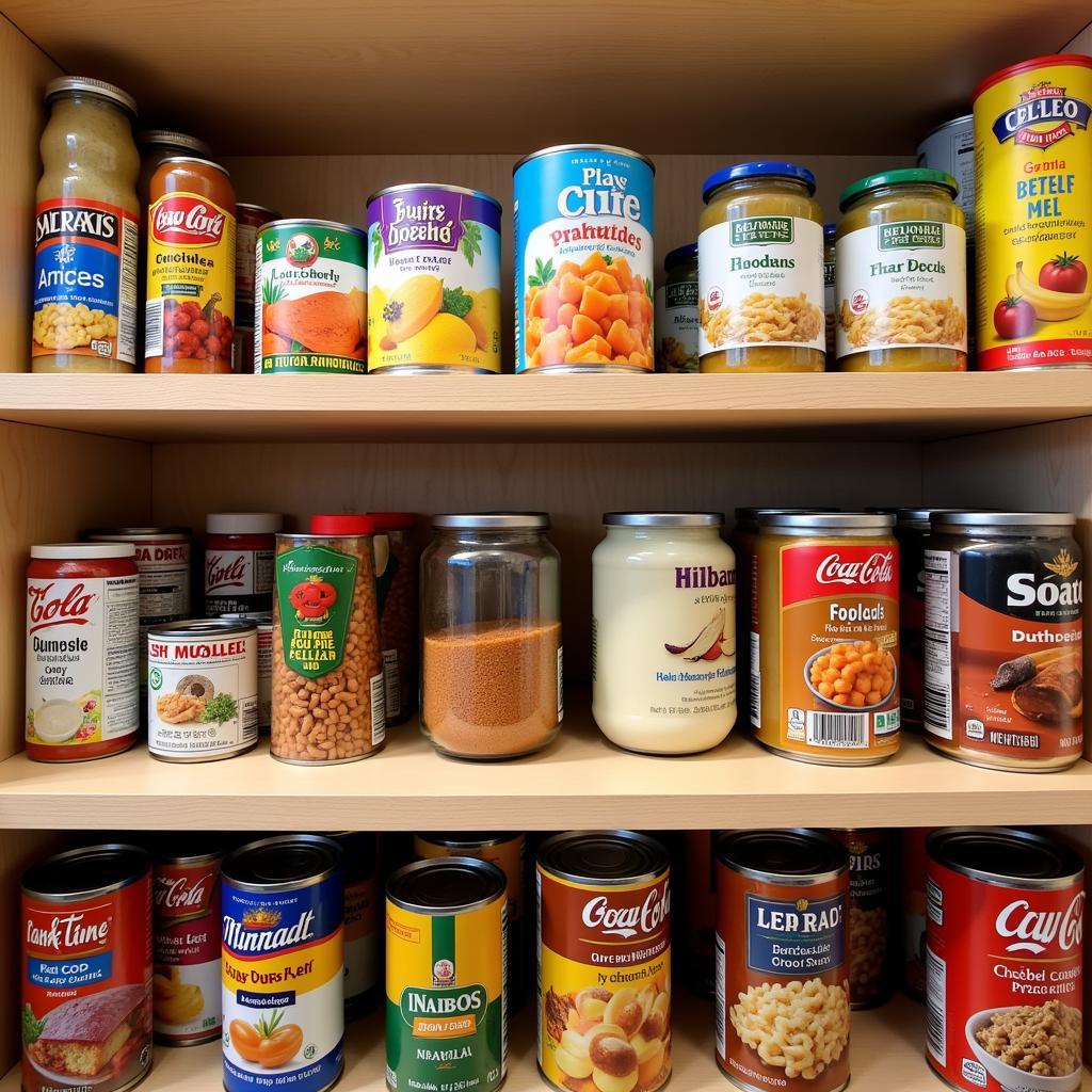 Pantry Stocked with Canned Goods