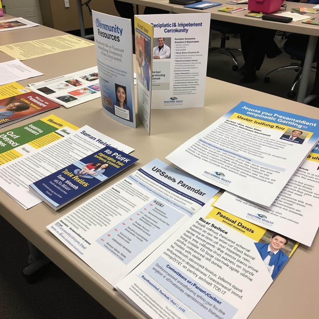 Information pamphlets and resources available at a food bank in Paragould