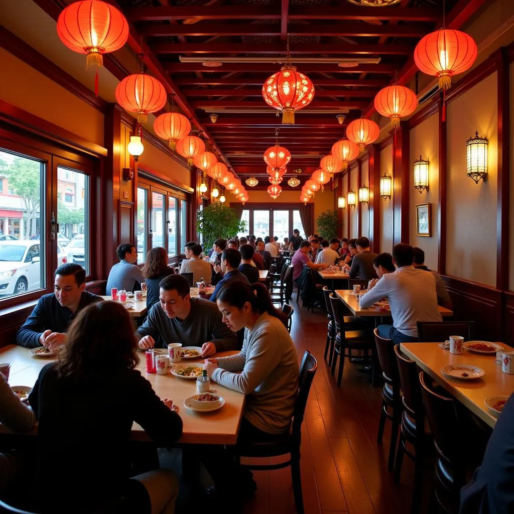 Inviting interior of a Chinese restaurant in Pasadena