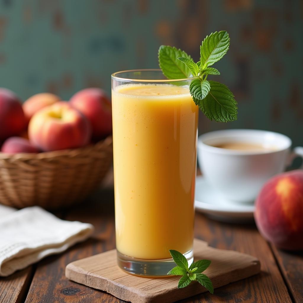 Peach Smoothie on a Breakfast Table