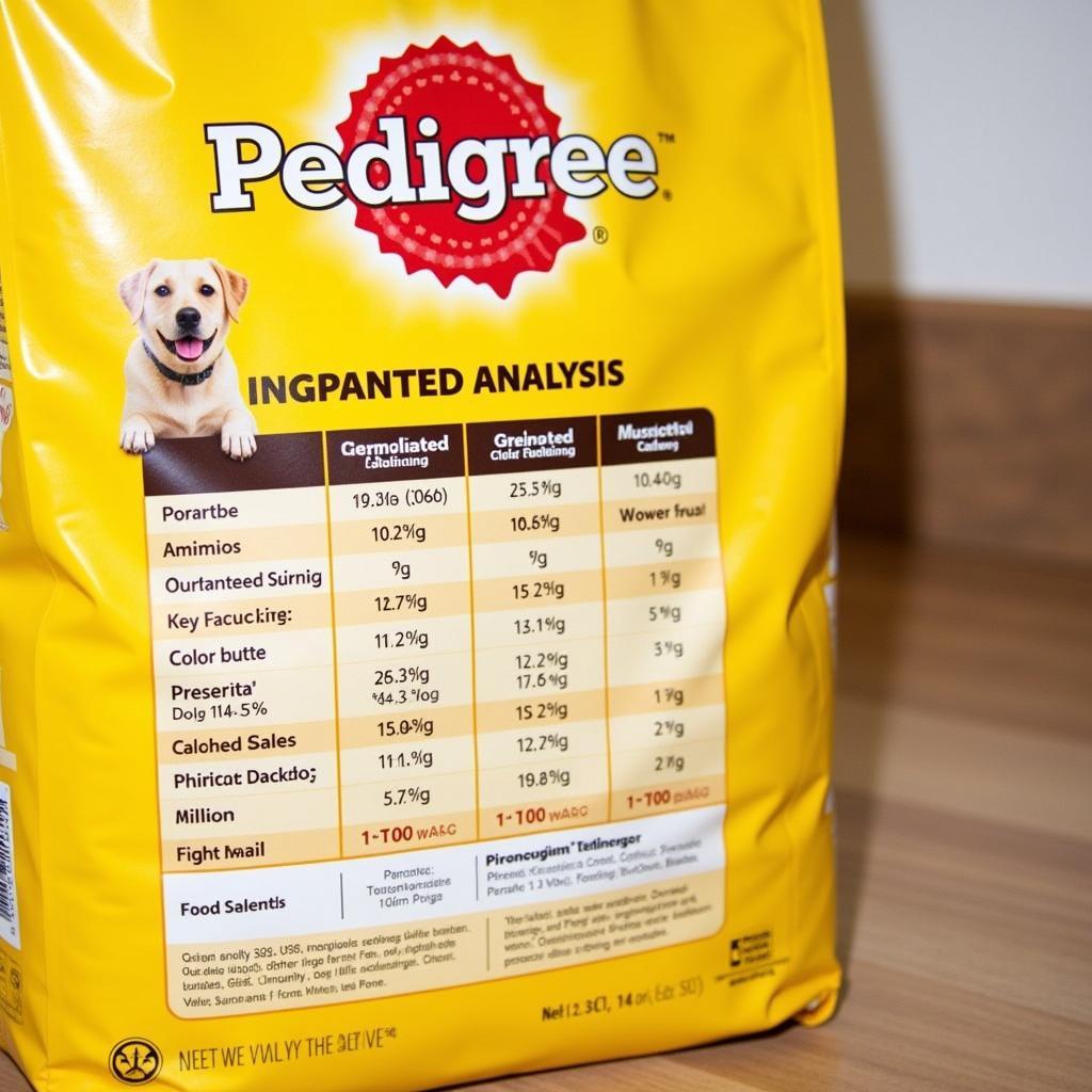 Pedigree Dog Food Nutritional Chart