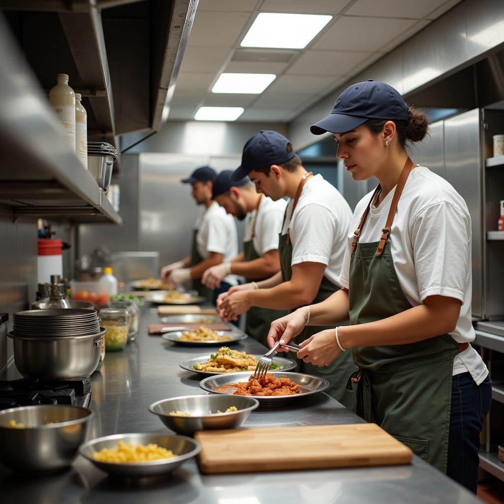 Food handlers in Pennsylvania working in a commercial kitchen