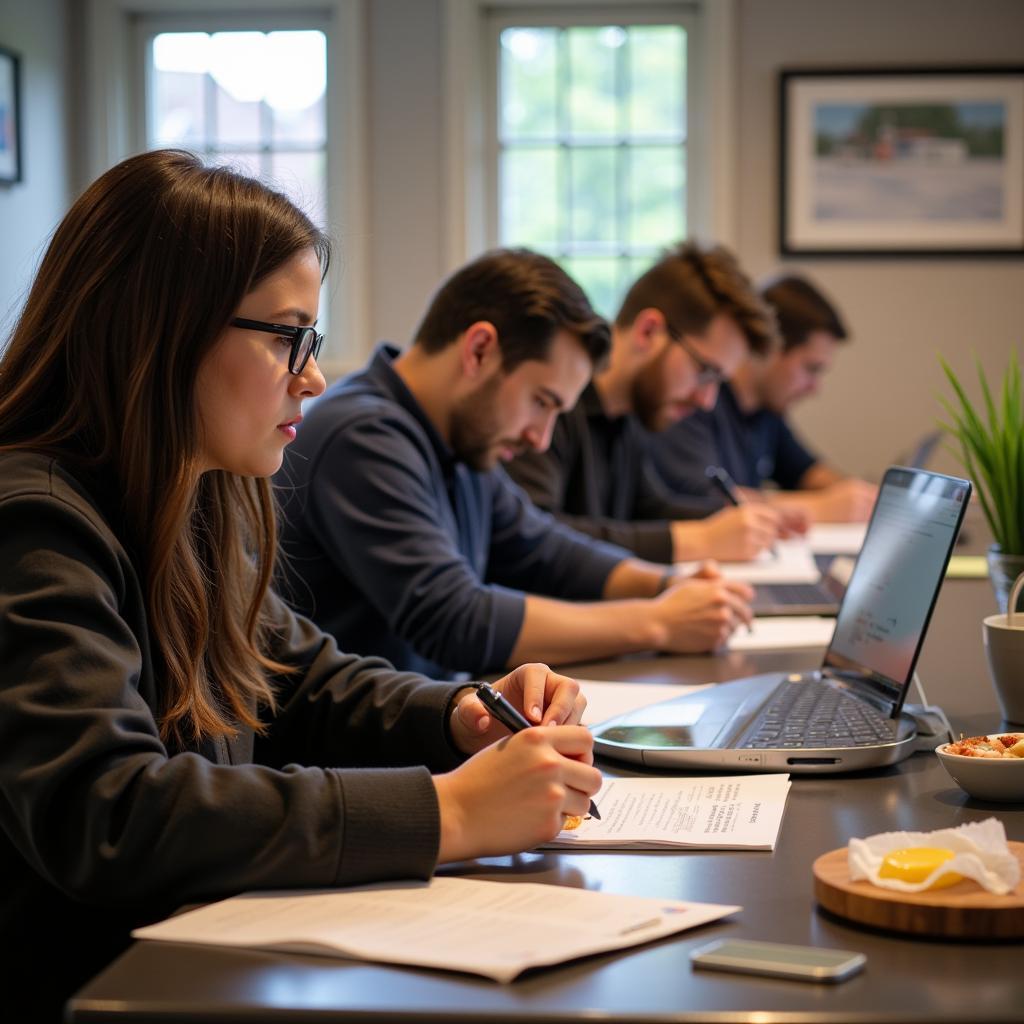 Food handlers in Pennsylvania taking the certification exam