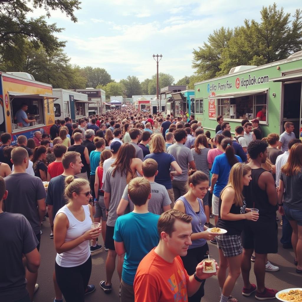 Crowd enjoying the Perry Food Truck Friday event