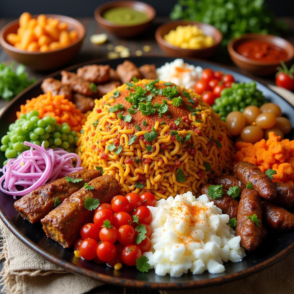 Persian food platter with various dishes ready for delivery