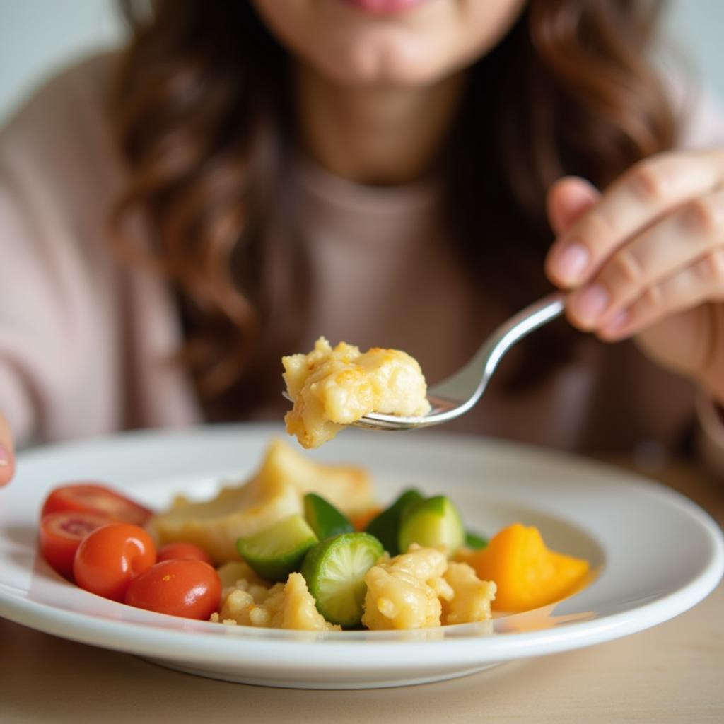 Person Practicing Mindful Eating with a Healthy Meal