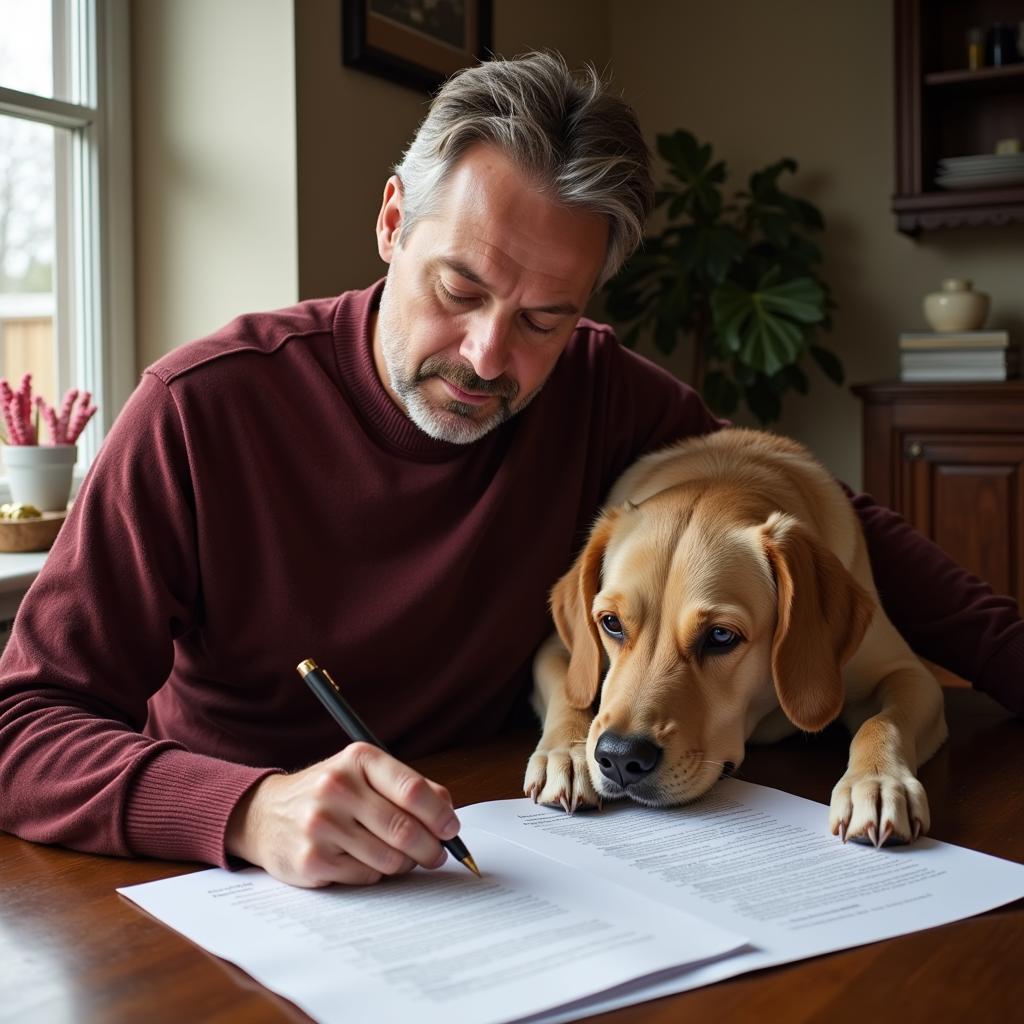 Pet Owner Reviewing Legal Documents