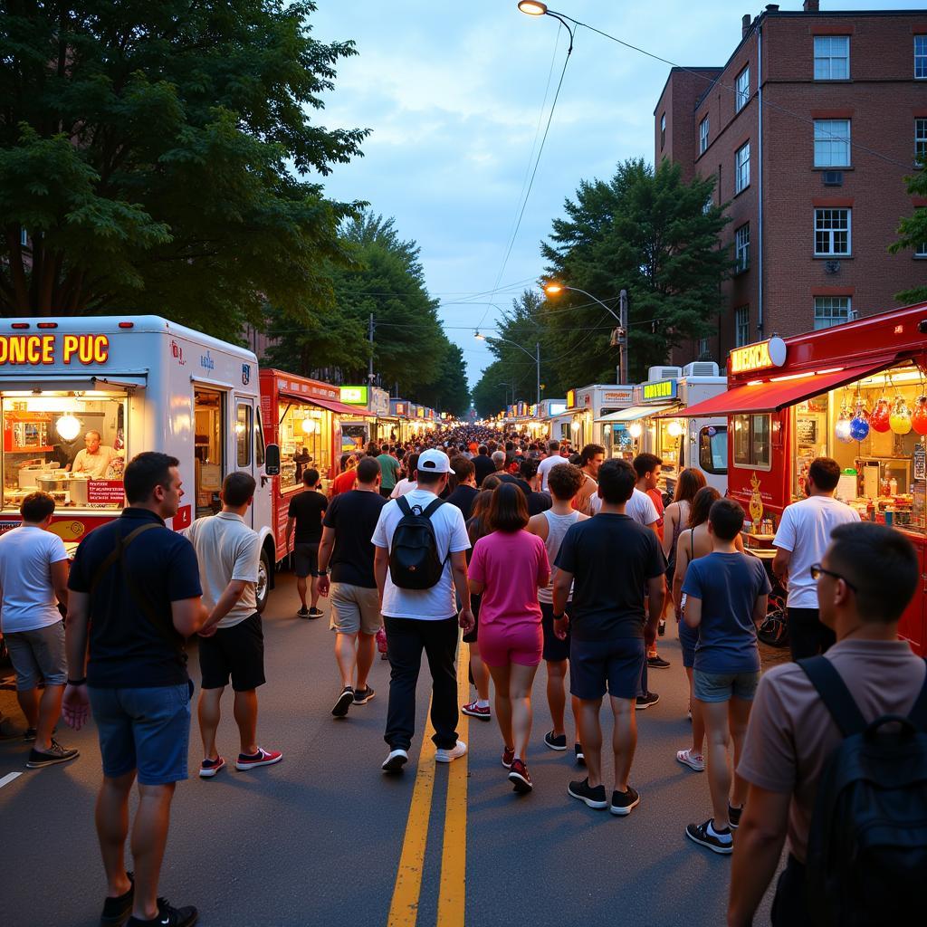 A bustling food truck festival in Philadelphia