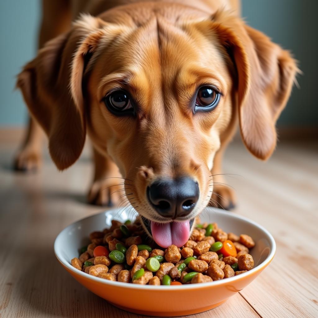 Picky eater dog enjoying homemade food