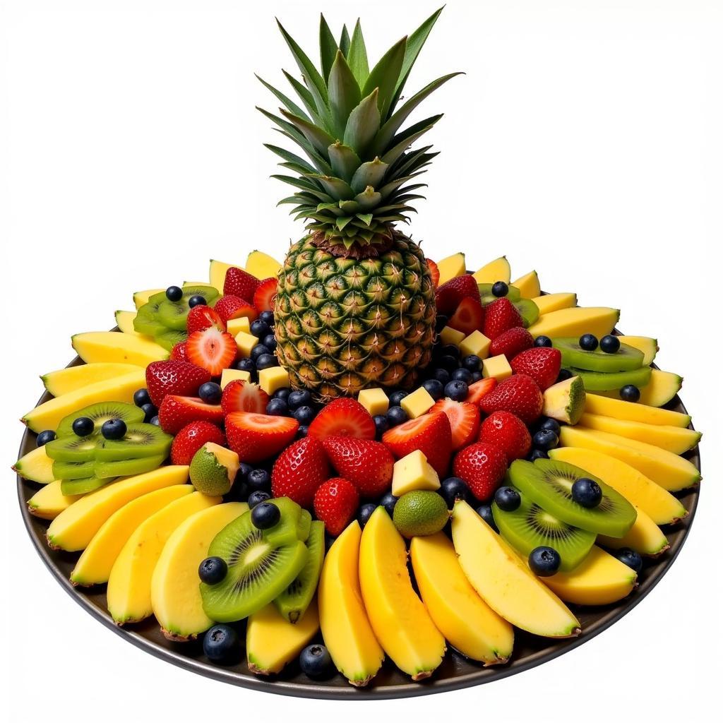 Tropical Fruit Platter with Pineapple Centerpiece