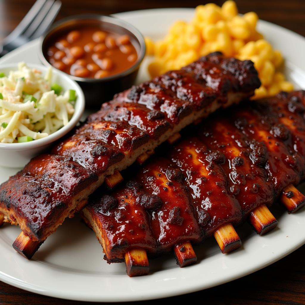 Plate of BBQ Ribs with Sides