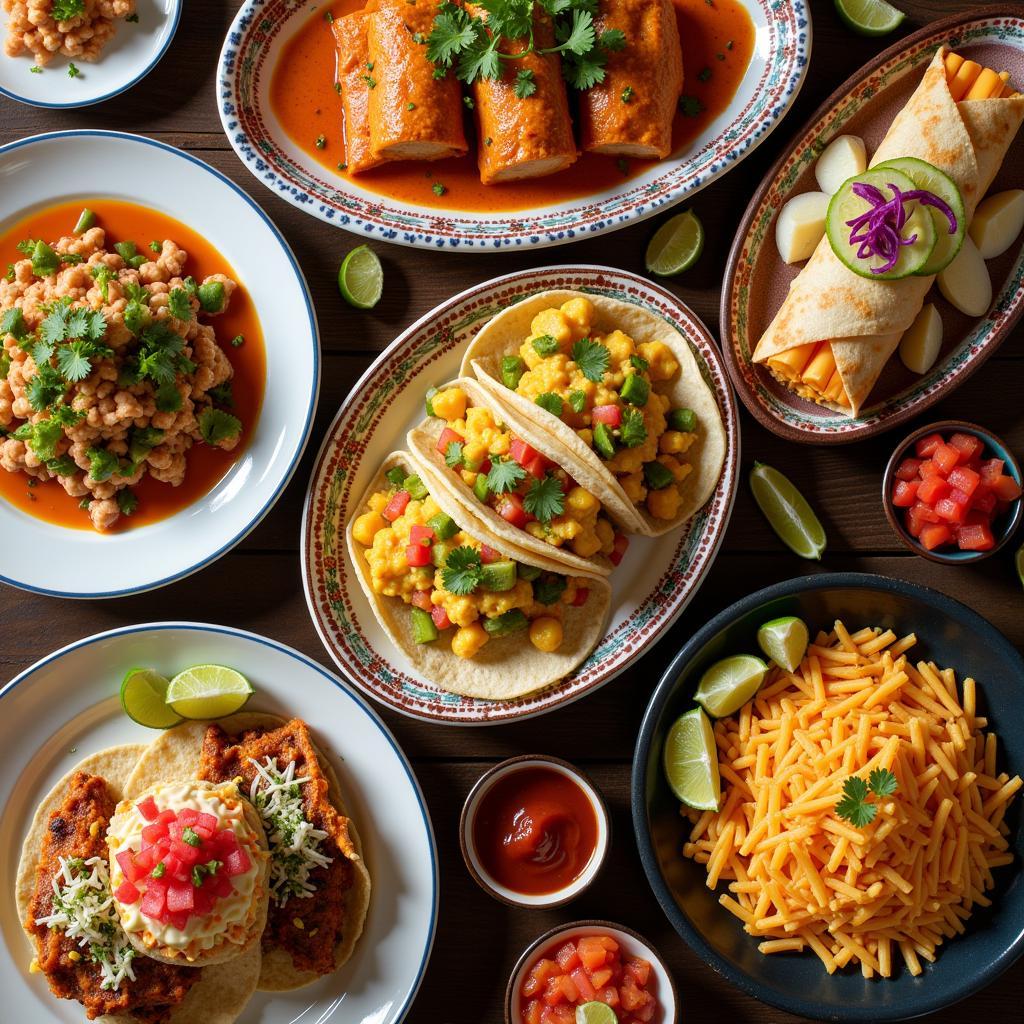 A diverse spread of Mexican dishes in Platteville