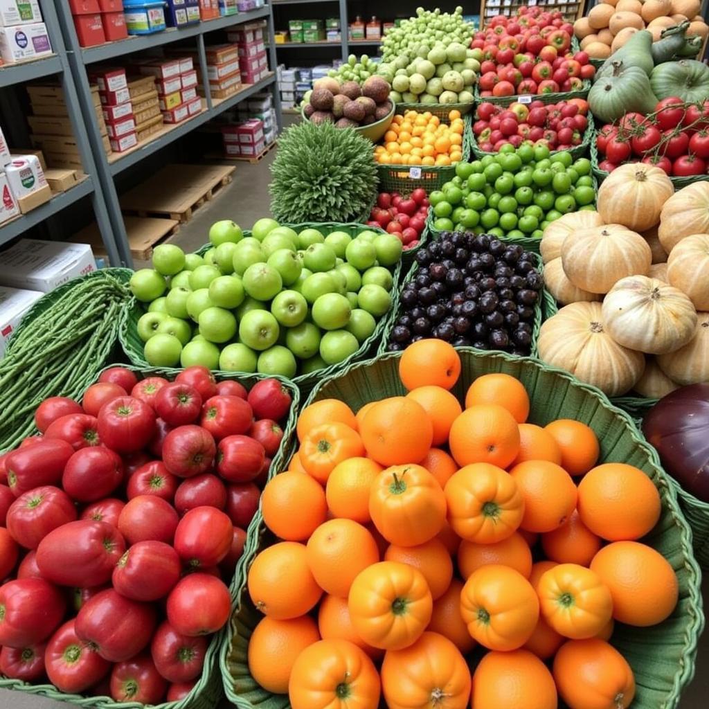 A display of fresh produce available at the Plymouth Community Food Pantry.