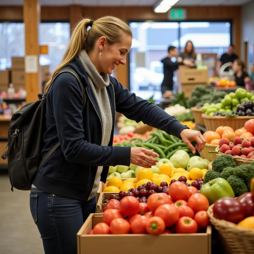 Client Selecting Fresh Produce