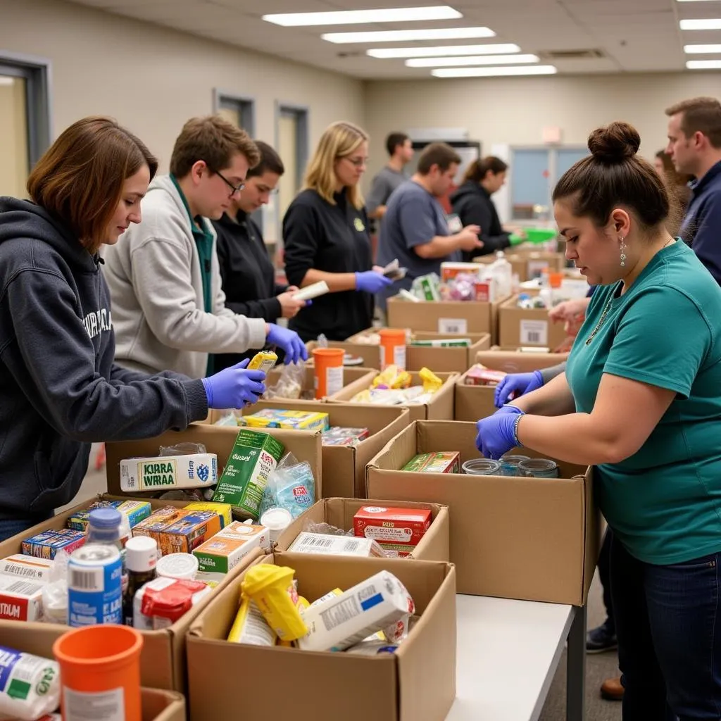 Volunteers Sorting Donations at Polson Food Bank