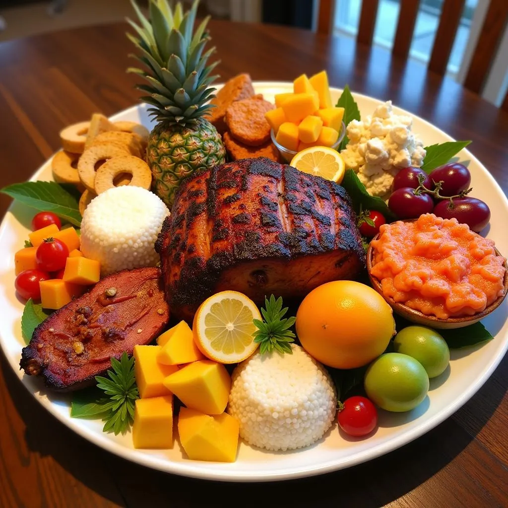 A Colorful Polynesian Food Platter