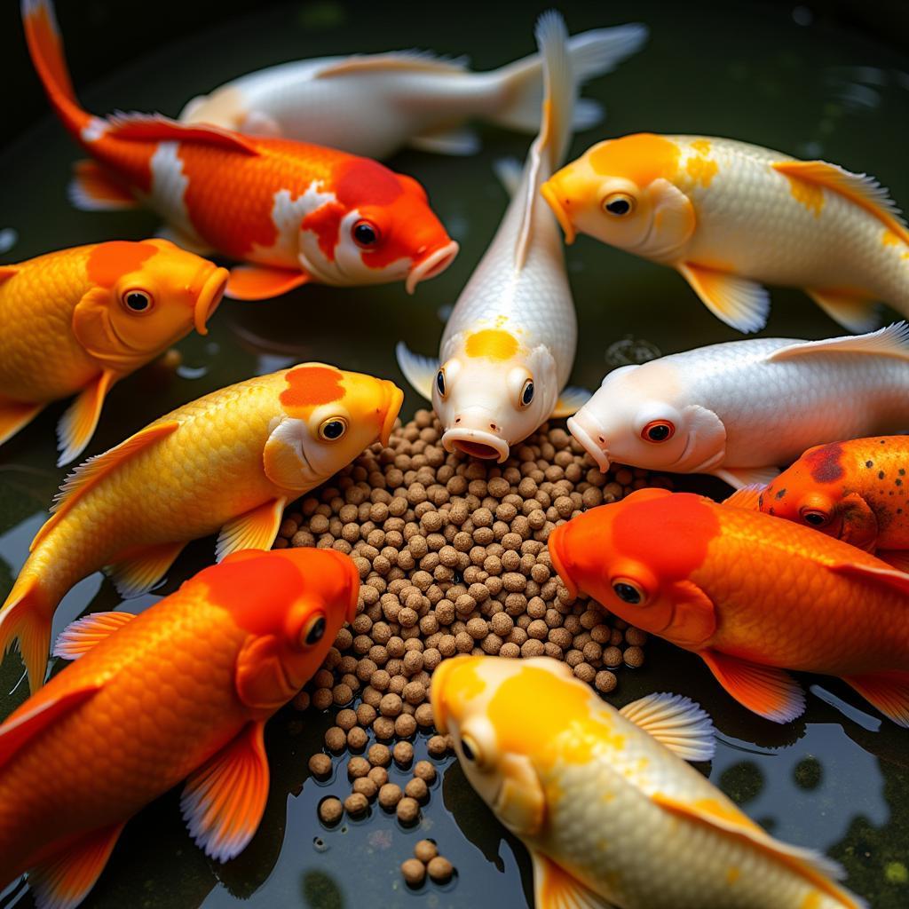 Pond Fish Eating Food