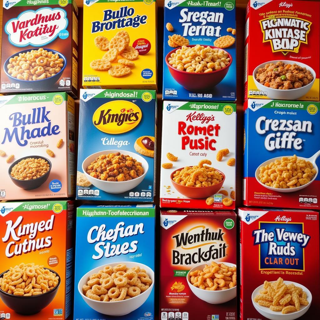 Assortment of Popular Breakfast Cereals