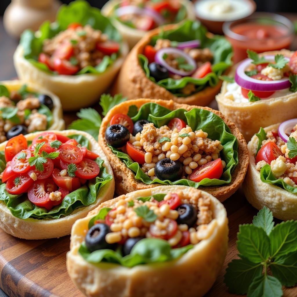 A variety of colorful and delicious wraps.