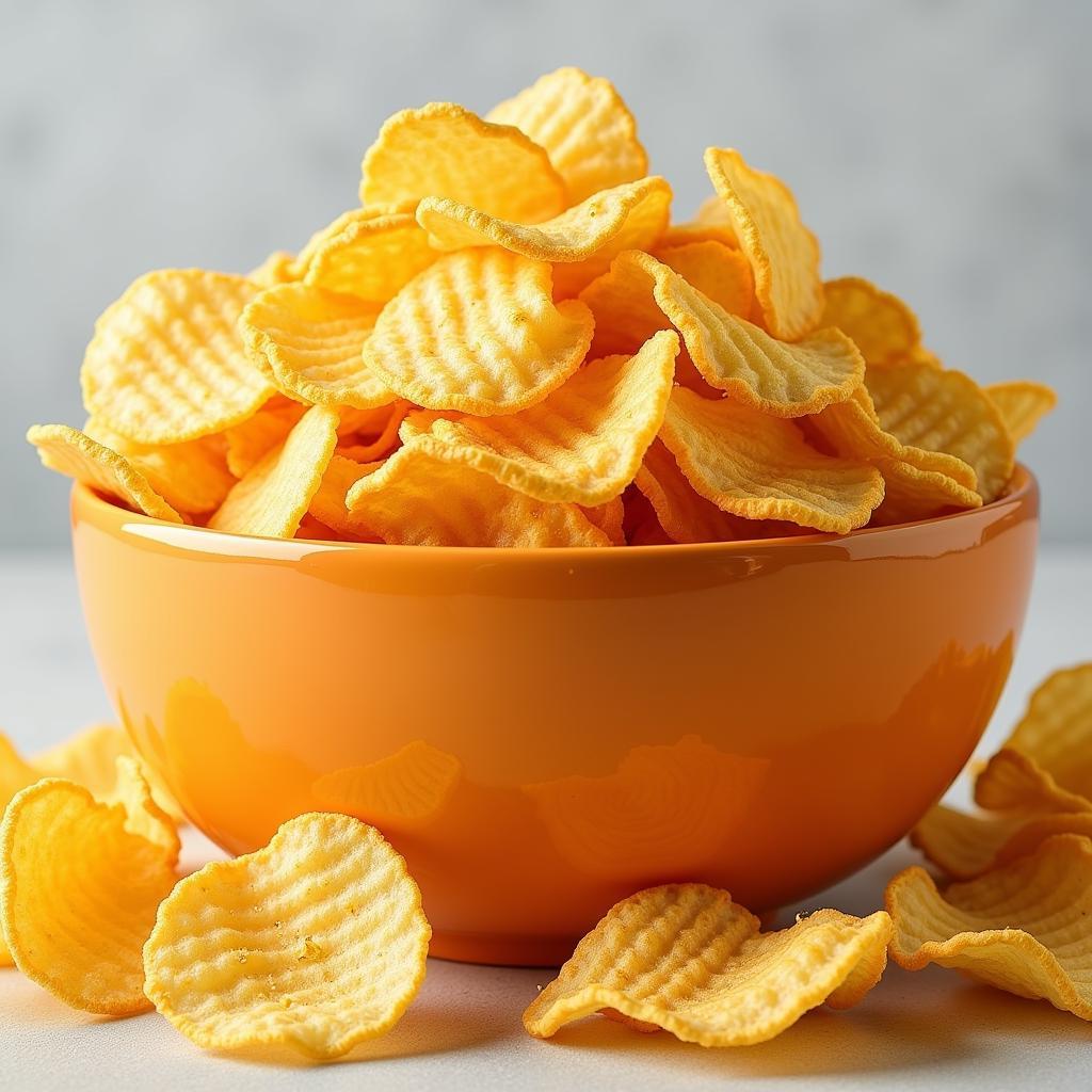 A Bowl Overflowing with Various Flavors of Potato Chips