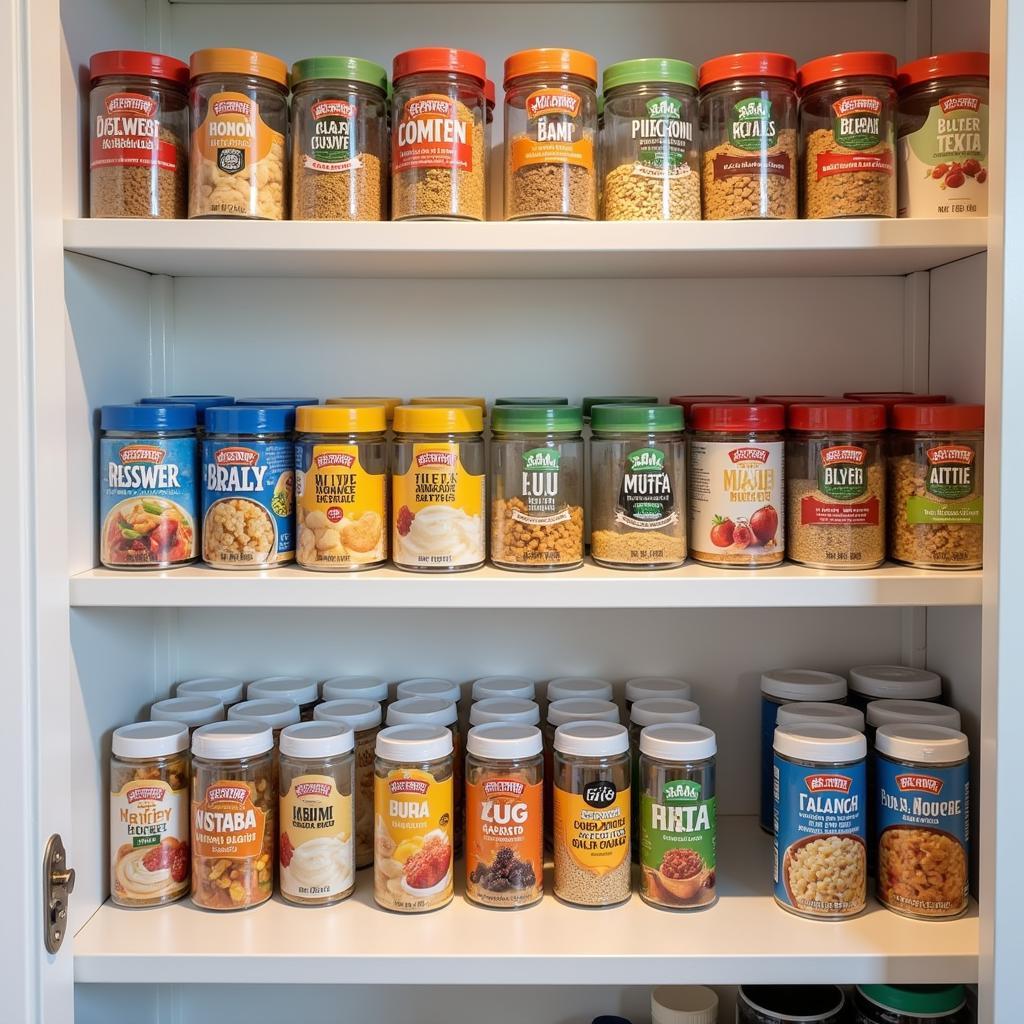 Organized pantry stocked with powdered food