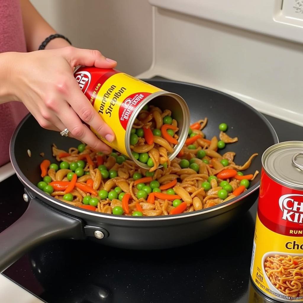 Preparing a Meal with Chun King Canned Food