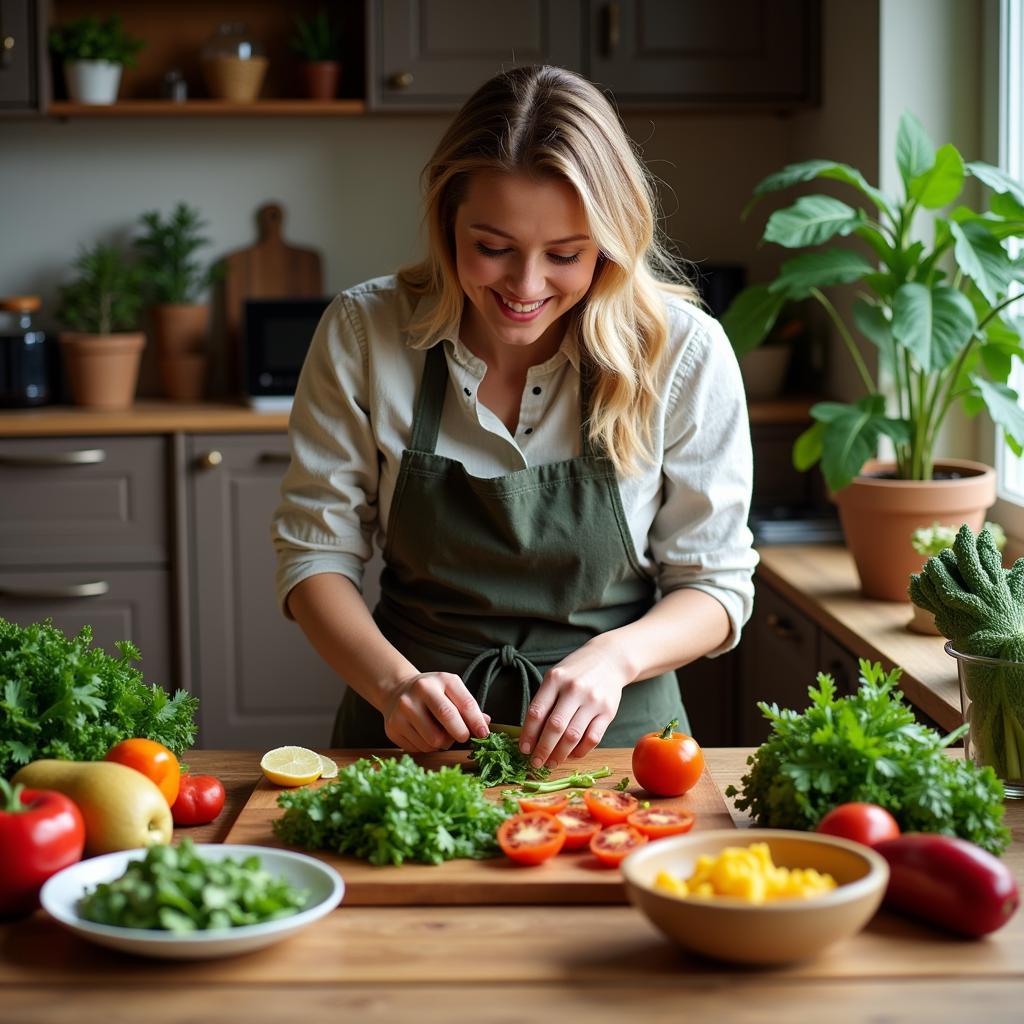 Preparing a delicious land-food-based meal.