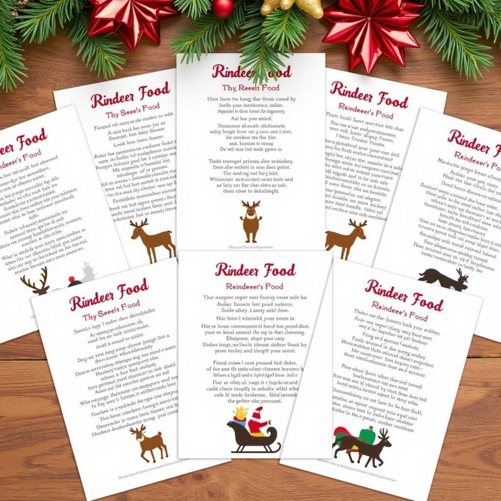 Printable Reindeer Food Poem Cards with Illustrations